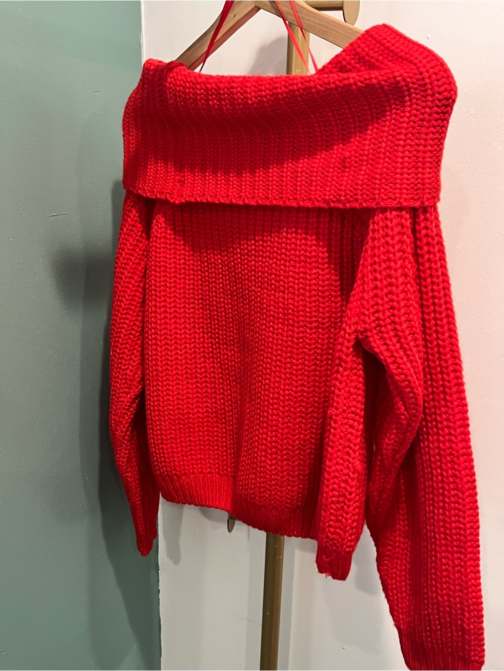 moon & madison Red Off-the-Shoulder Ribbed Sweater - Picture 5 of 5